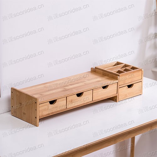 Monitor&Laptop Bamboo Storage Rack Shelves