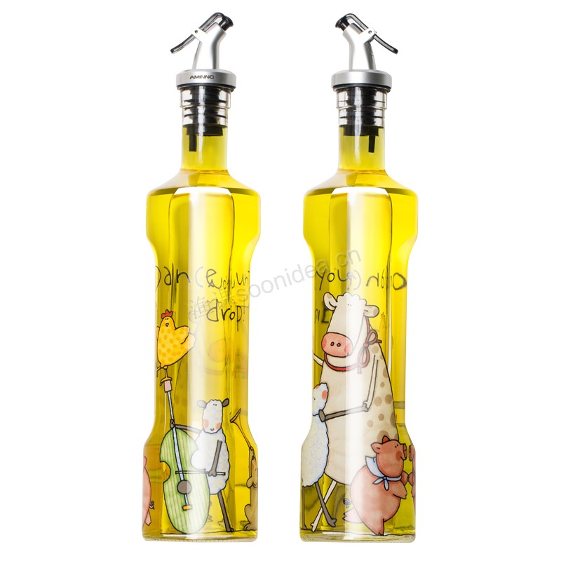 Hot Sell Square Shape 500ml Empty Glass Vinegar Cruet Olive Oil Bottle For Kitchen Cooking