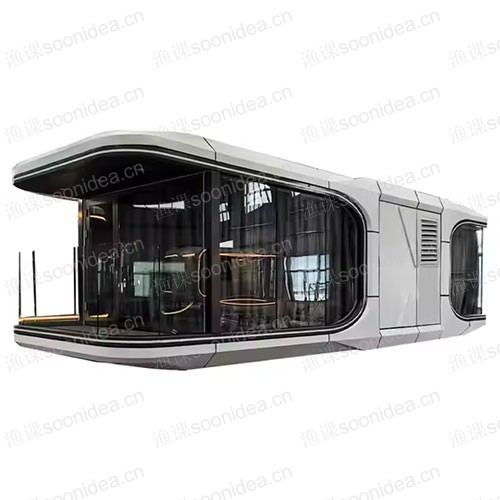 Modern intelligent mobile capsule cabin with balcony