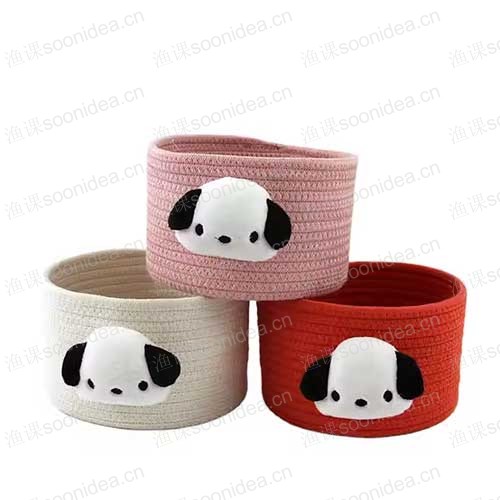 Children's toy organizer handmade desktop cotton rope basket