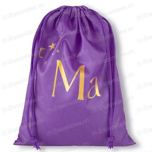 Printed waterproof small drawstring nylon bag