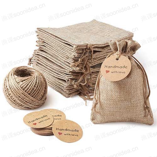 Small grocery shopping coarse linen bag