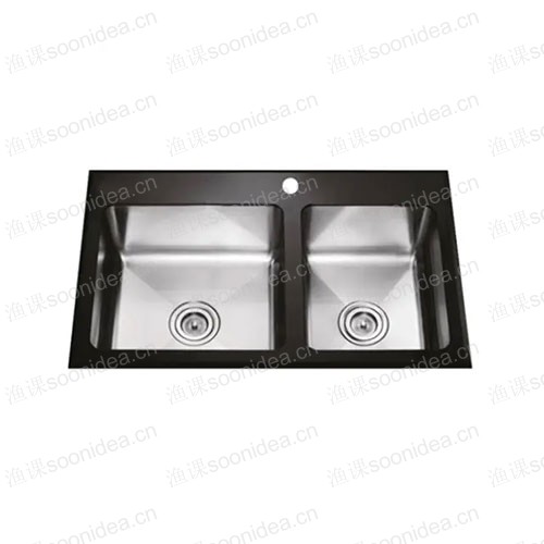 Tempered Glass Sink Double Bowl Kitchen 82x48 