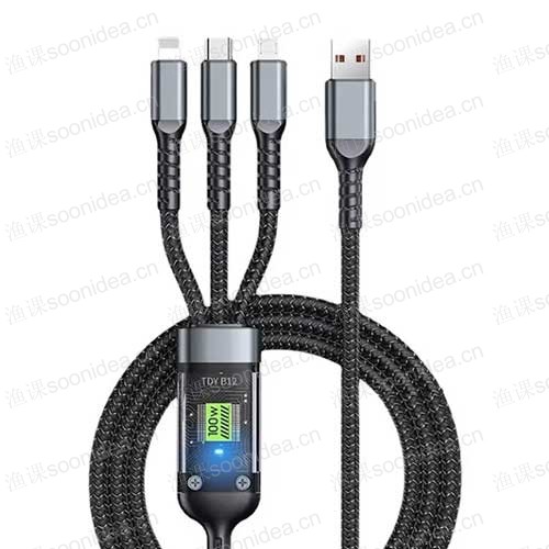 Hot selling three in one 100W luminous universal USB cable