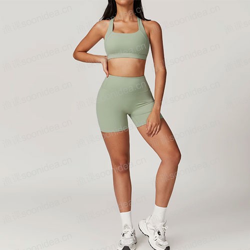 Elastic and comfortable women's sports high waisted ribbed leggings